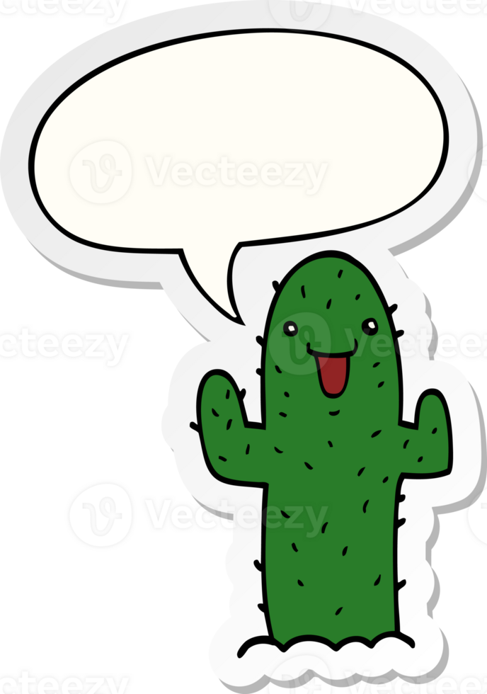 cartoon cactus with speech bubble sticker png