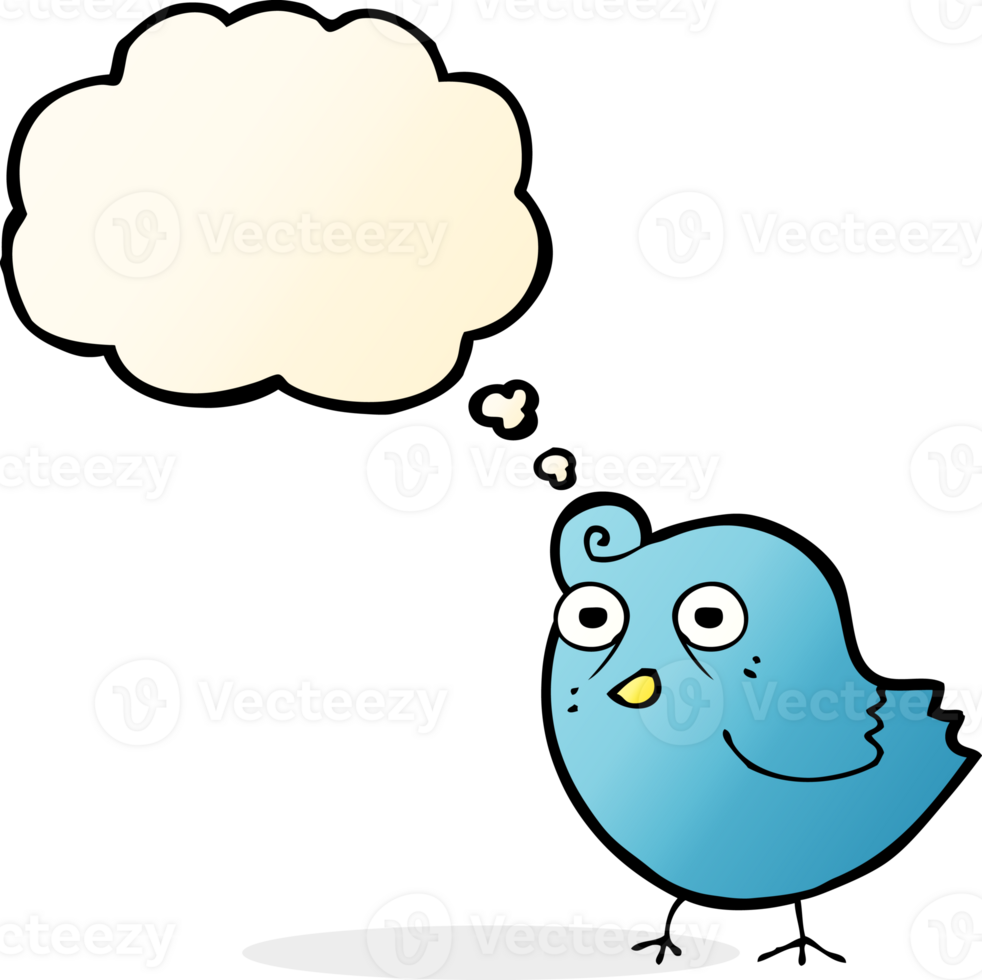 funny cartoon bird with thought bubble png