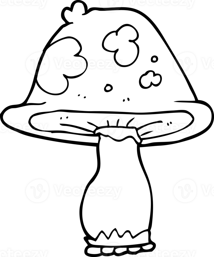 hand drawn black and white cartoon mushroom png