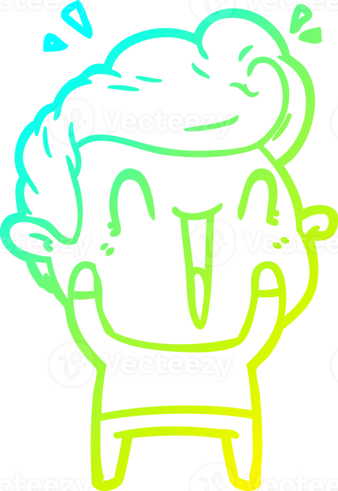 cold gradient line drawing of a cartoon happy man png
