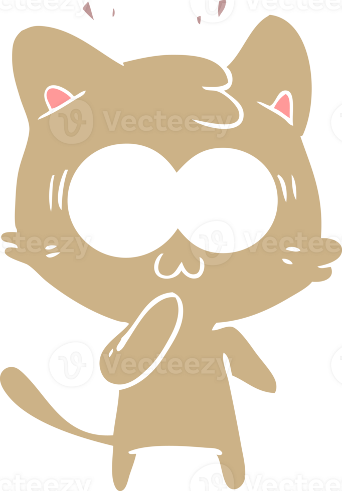 flat color style cartoon surprised cat png
