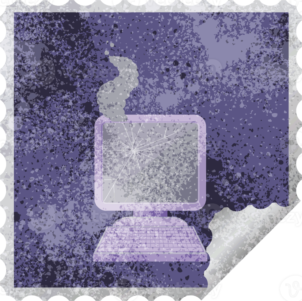 broken computer graphic square sticker stamp png