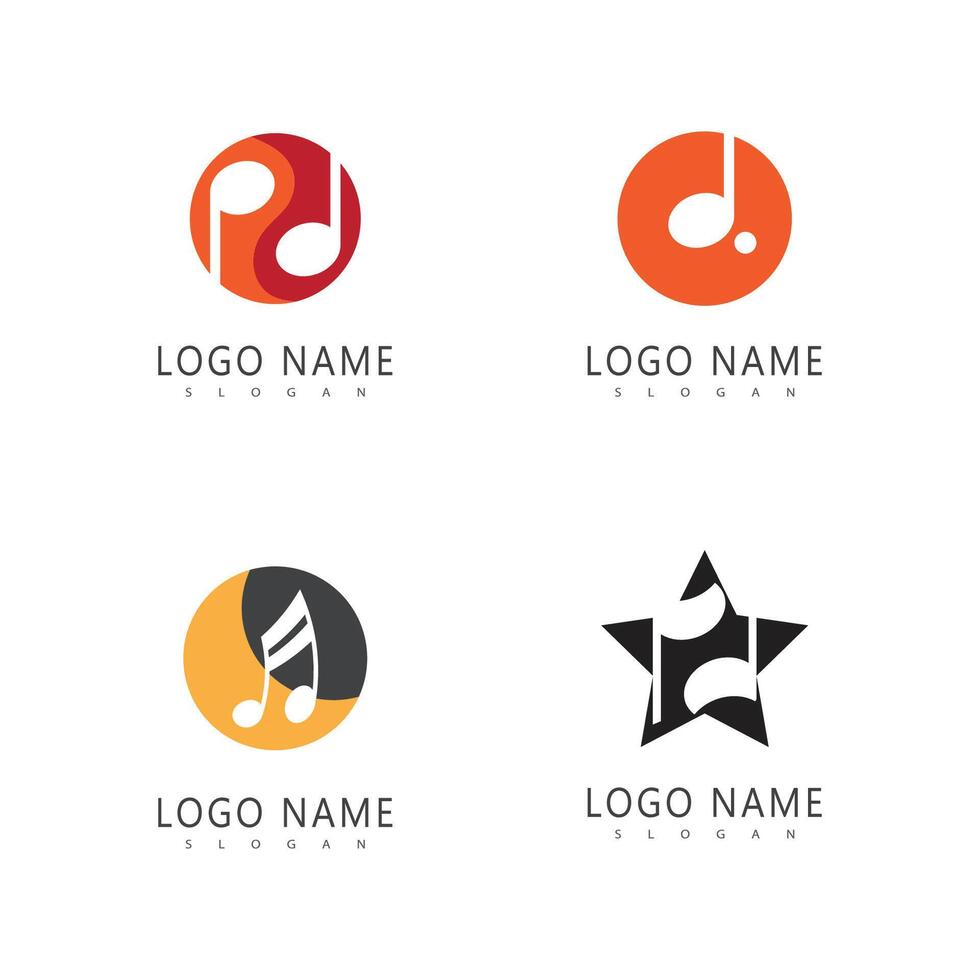 Note music logo template symbol design vector