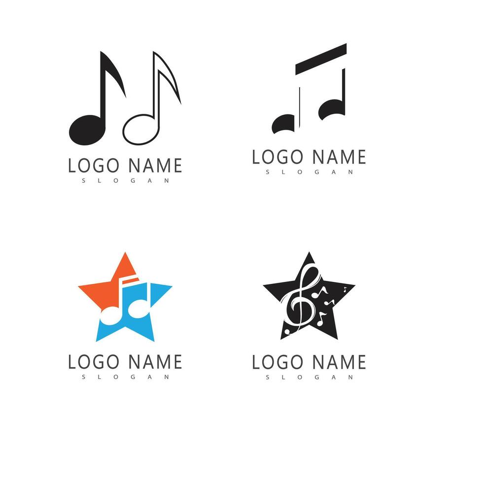 Note music logo template symbol design vector