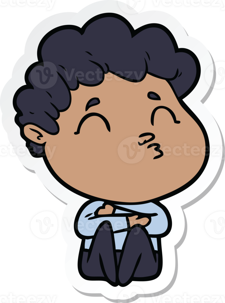 sticker of a cartoon man pouting png