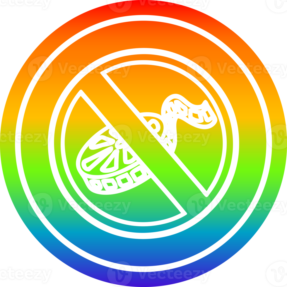 no filming circular icon with rainbow gradient finish png