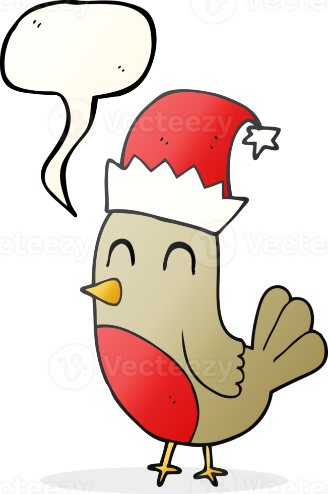hand drawn speech bubble cartoon christmas robin png