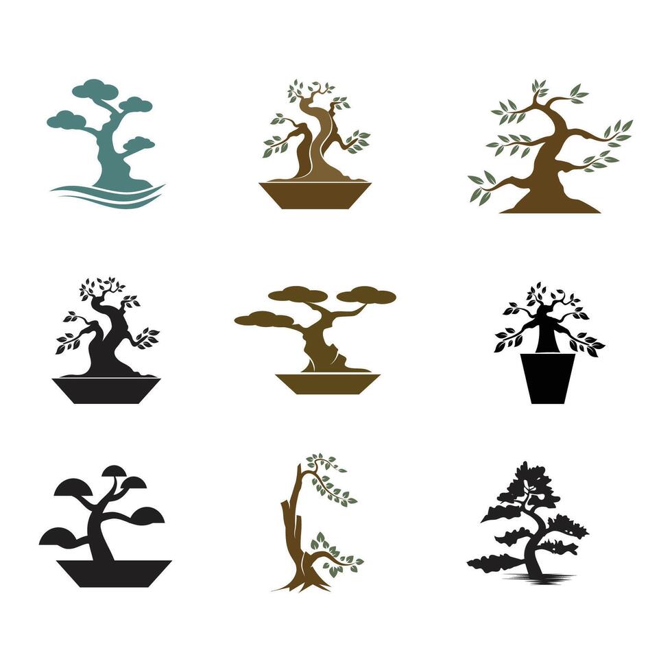 Bonsai logo template and symbol vector