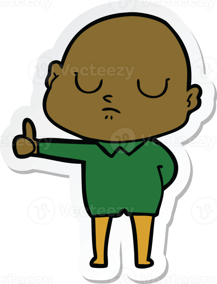 sticker van een cartoon kale man png