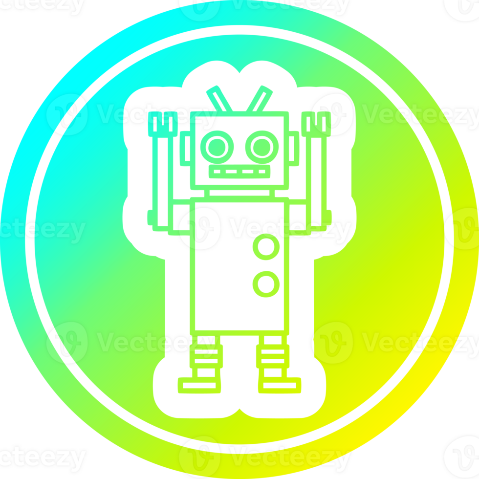 dancing robot circular icon with cool gradient finish png