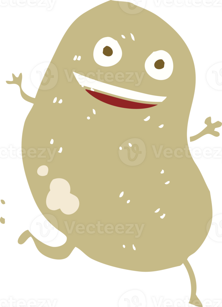flat color illustration of potato running png