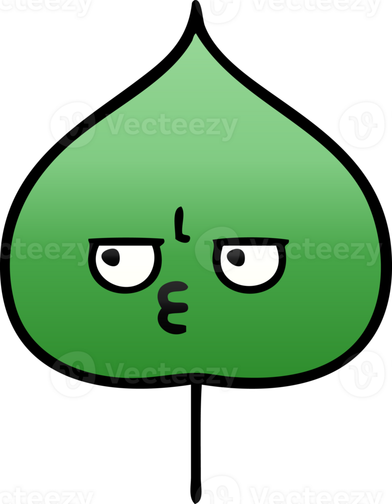 gradient shaded cartoon of a expressional leaf png