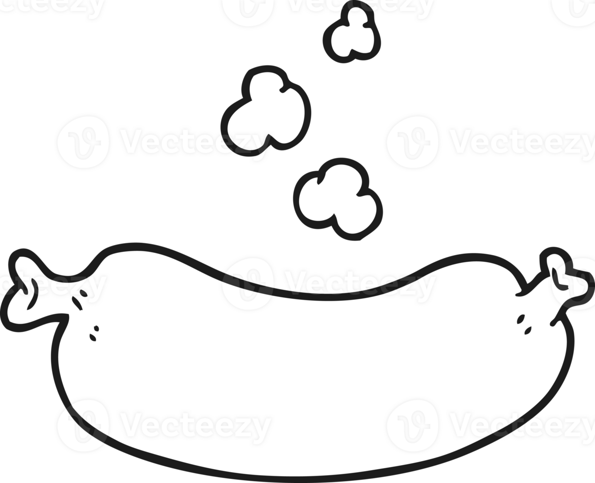 hand drawn black and white cartoon hot sausage png