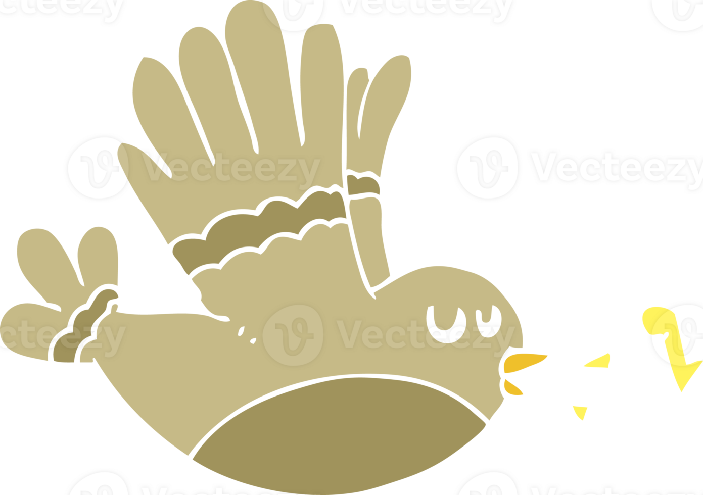 flat color illustration of singing bird png