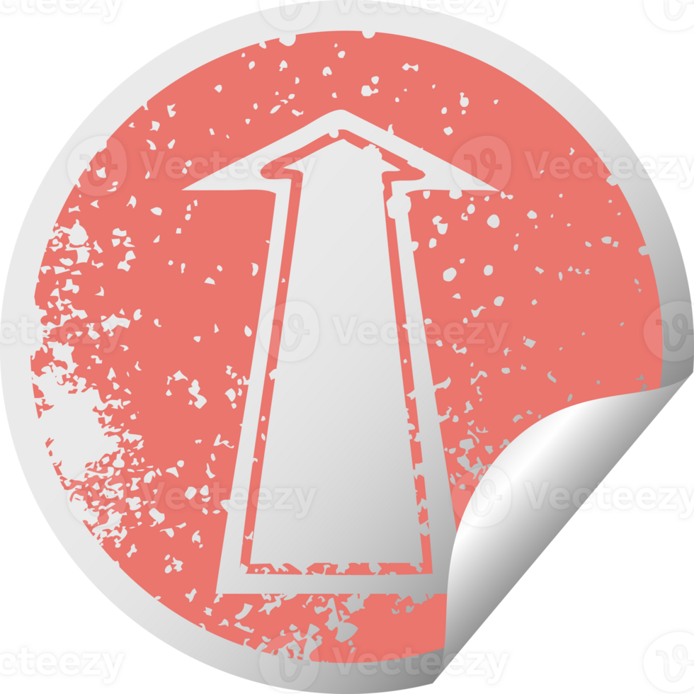 distressed circular peeling sticker quirky symbol arrow png