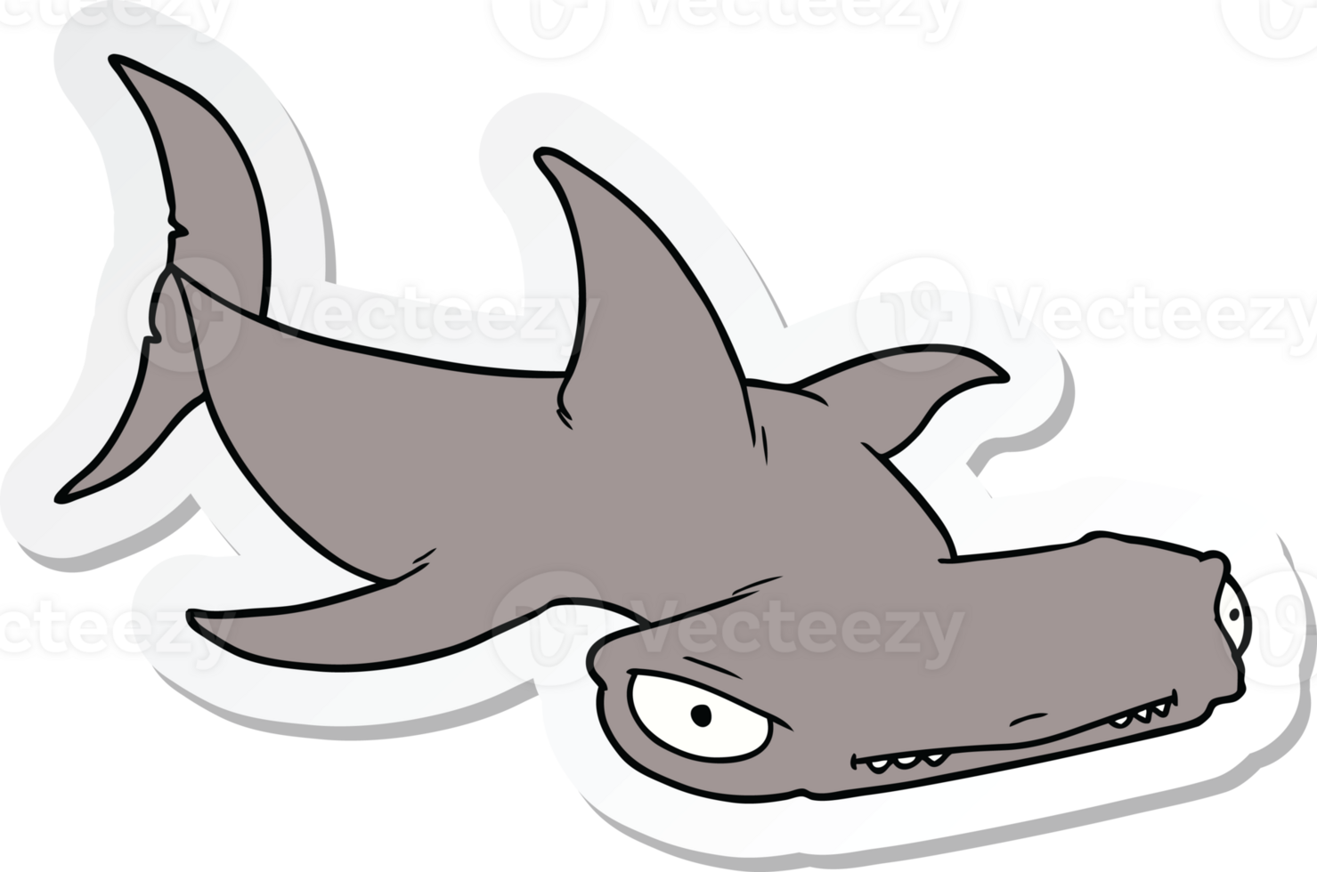 sticker of a cartoon hammerhead shark png