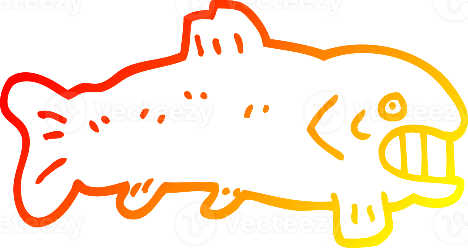 warm gradient line drawing of a cartoon large fish png