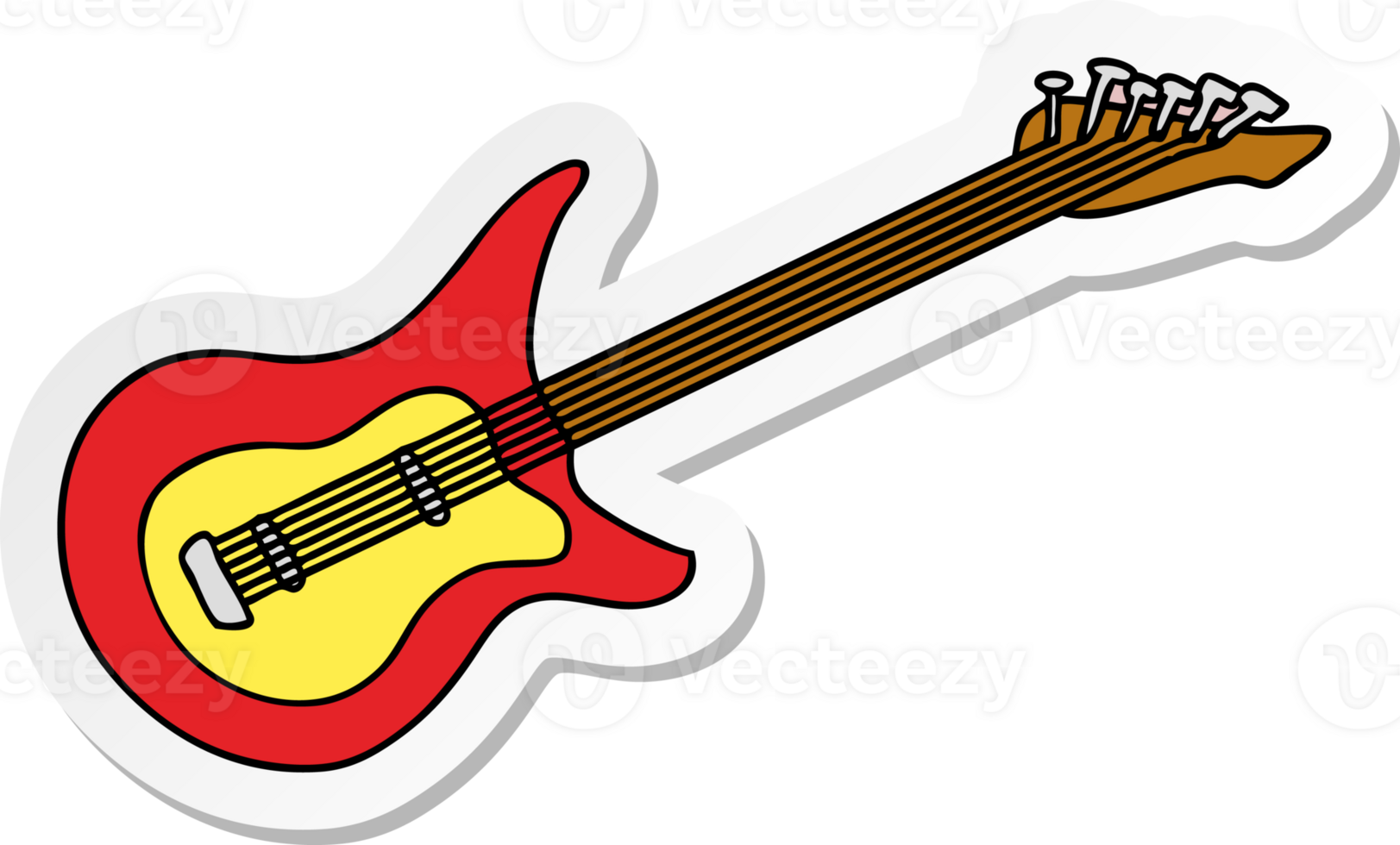 hand drawn sticker cartoon doodle of a guitar png