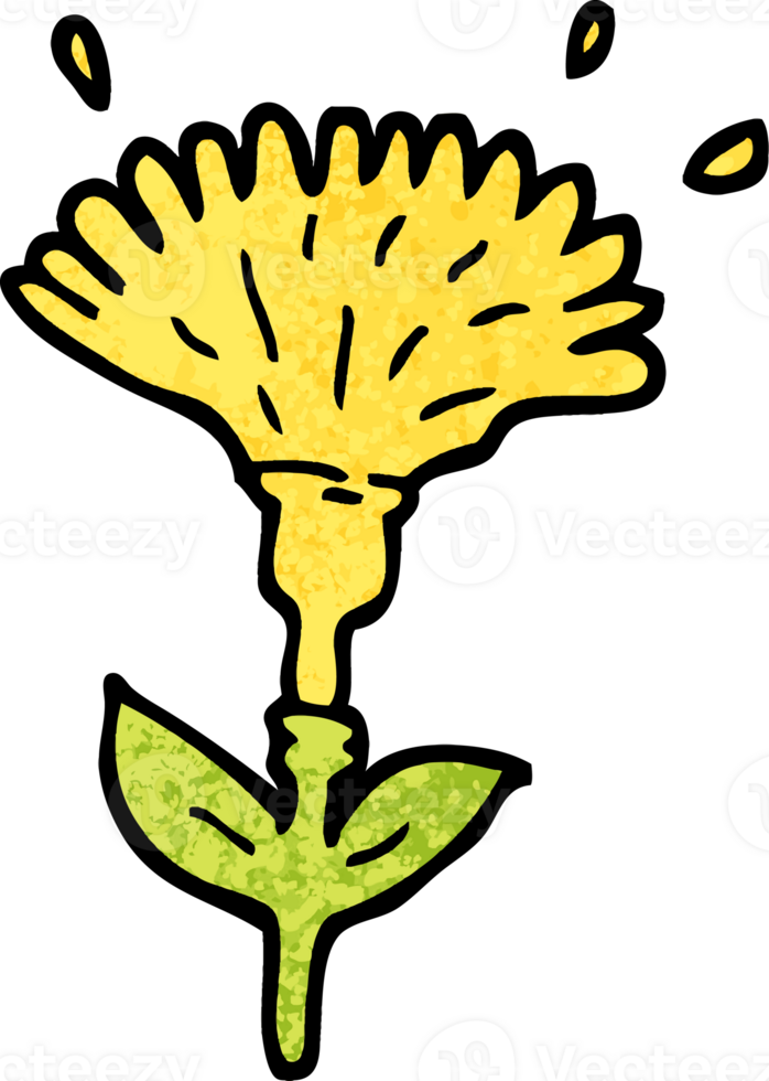 grunge textured illustration cartoon dandelion opening png