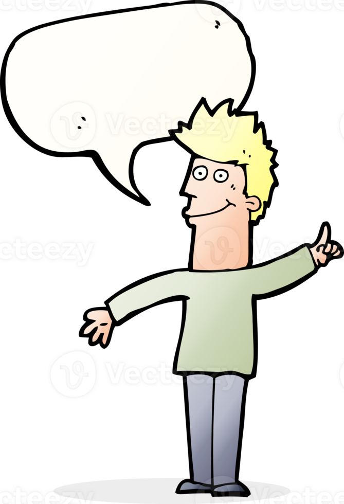 cartoon man with idea with speech bubble png