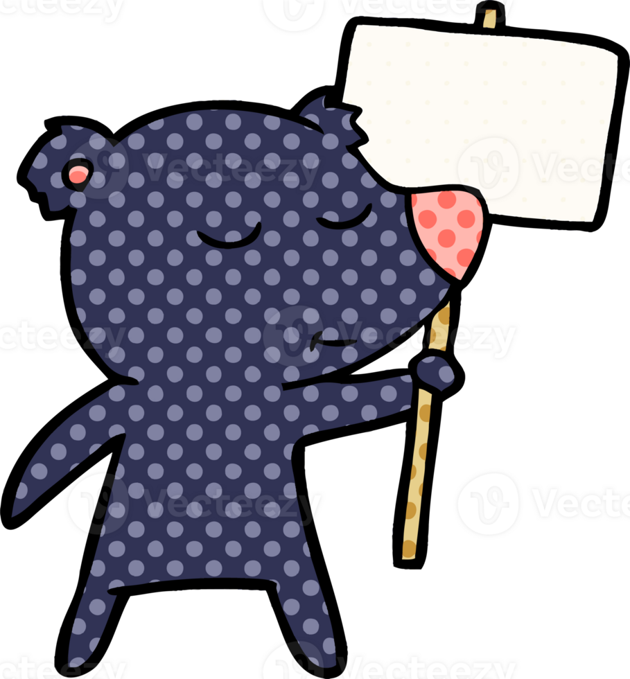 bear cartoon chraracter with protest sign png