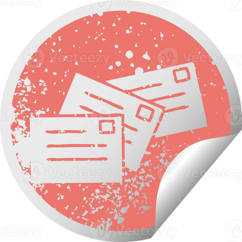 distressed circular peeling sticker symbol of a letters png