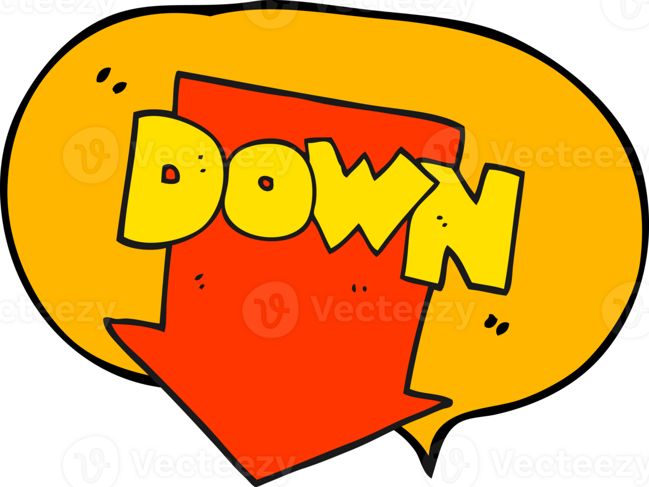 hand drawn speech bubble cartoon down arrow symbol png