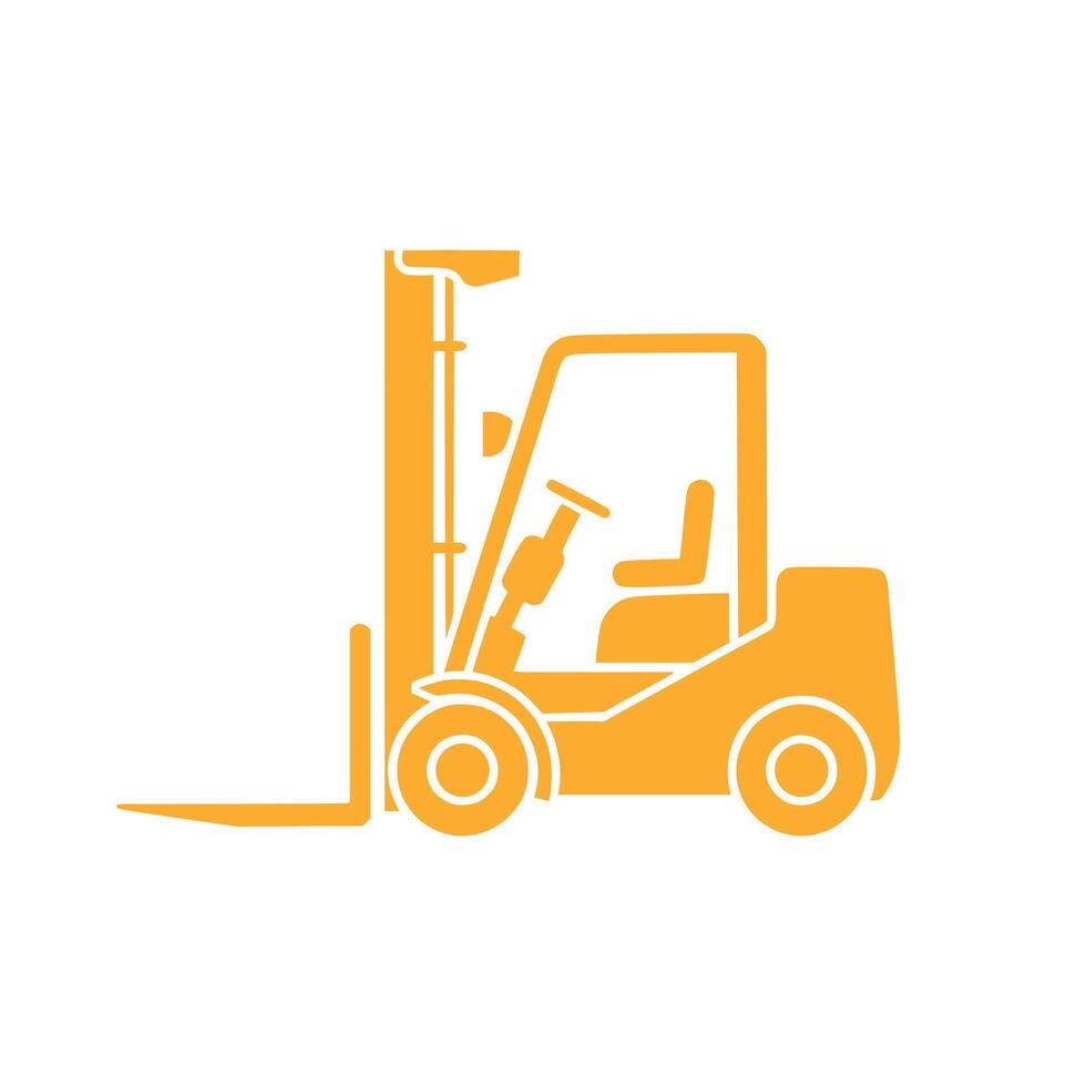Yellow forklift icon on white background. illustration in trendy flat style vector