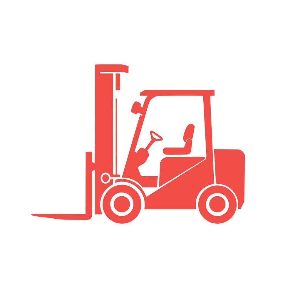 Red forklift icon on white background. illustration in trendy flat style vector