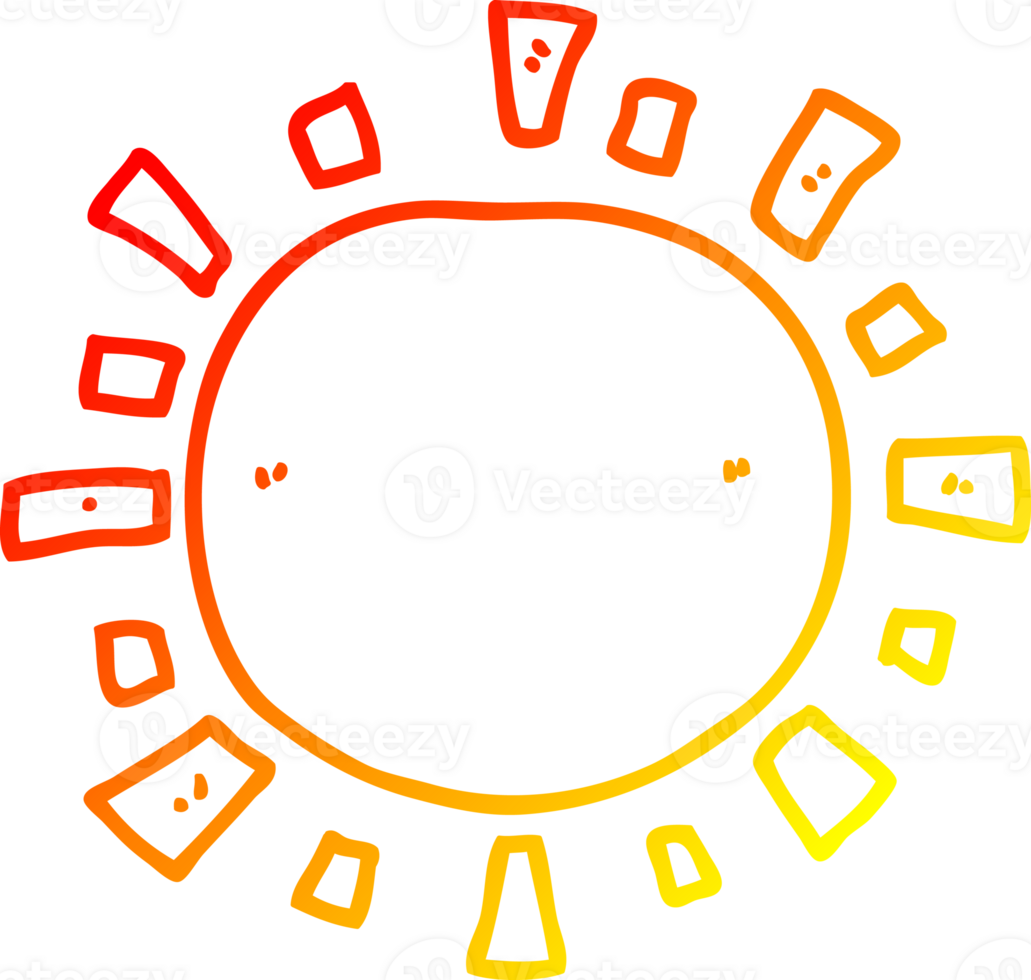 warm gradient line drawing of a cartoon sun png