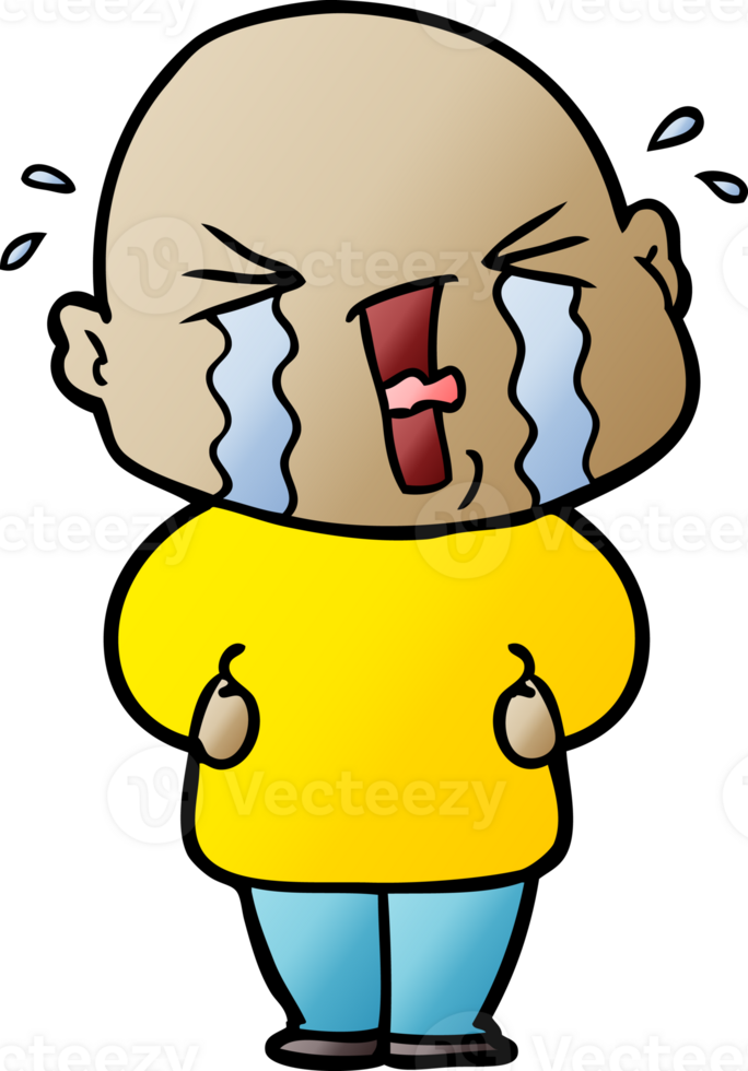 cartoon crying bald man png