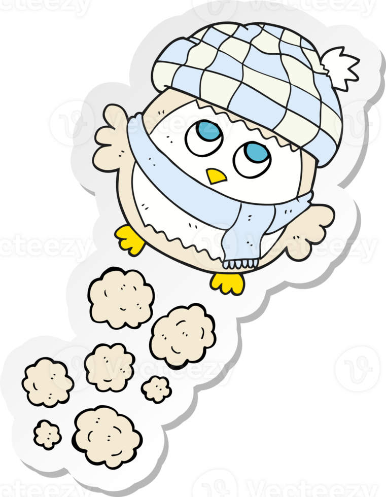 sticker of a cartoon cute little owl flying png