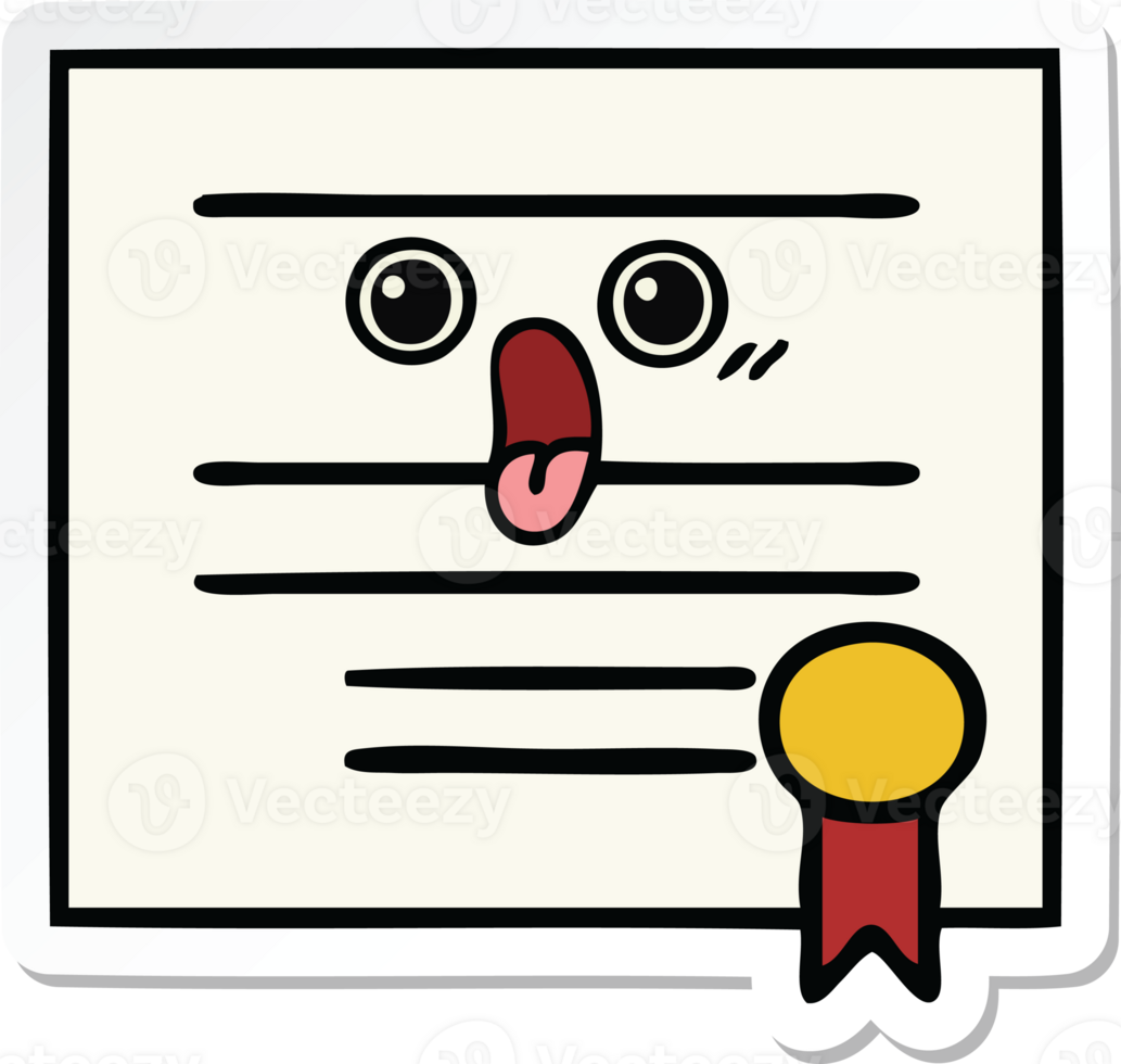 sticker of a cute cartoon graduation diploma png