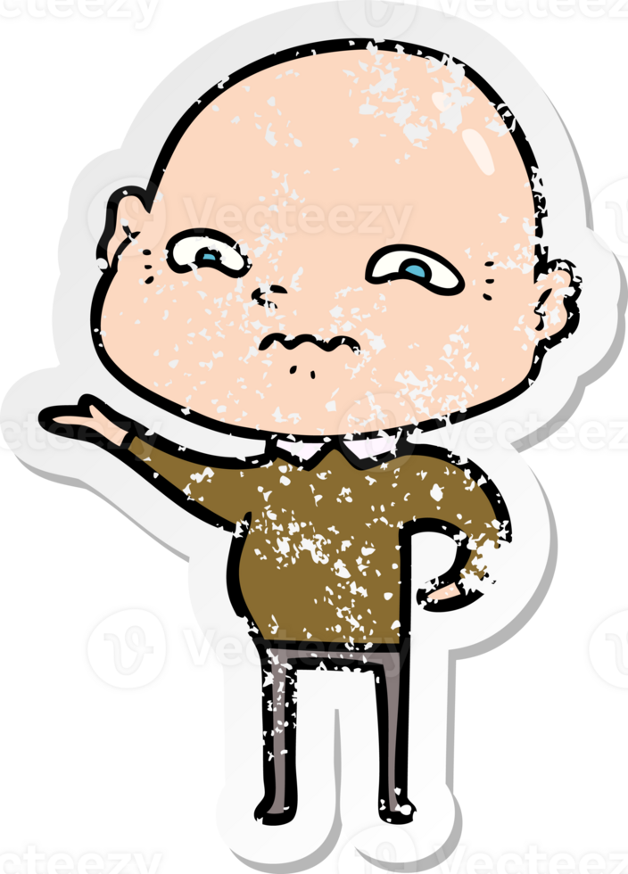 distressed sticker of a cartoon nervous man png