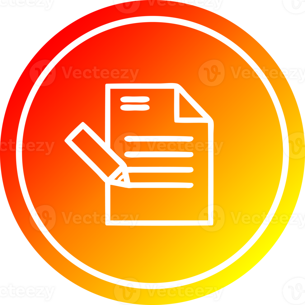 writing document circular icon with warm gradient finish png