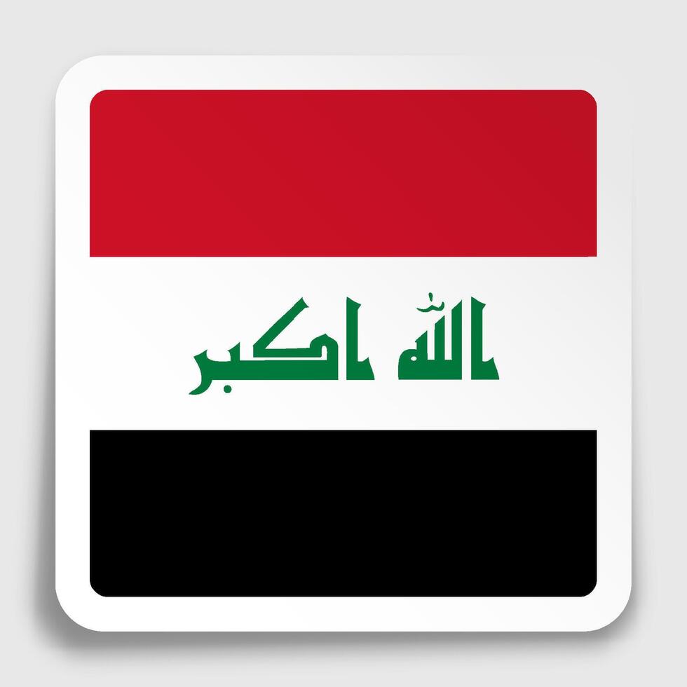 Republic of Iraq flag icon on paper square sticker with shadow. Button for mobile application or web. vector