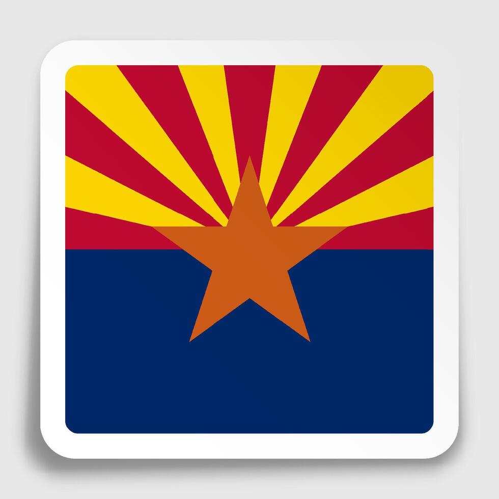 american state of Arizona flag icon on paper square sticker with shadow. Button for mobile application or web. vector