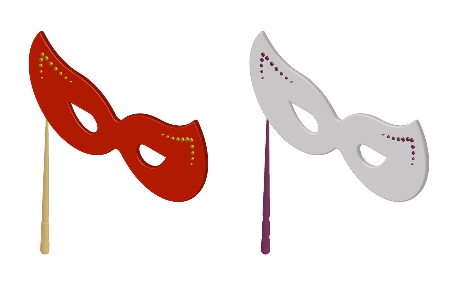 Isometric Theatrical female mask. Venetian carnival eye mask. realistic 3D isolated on white background vector