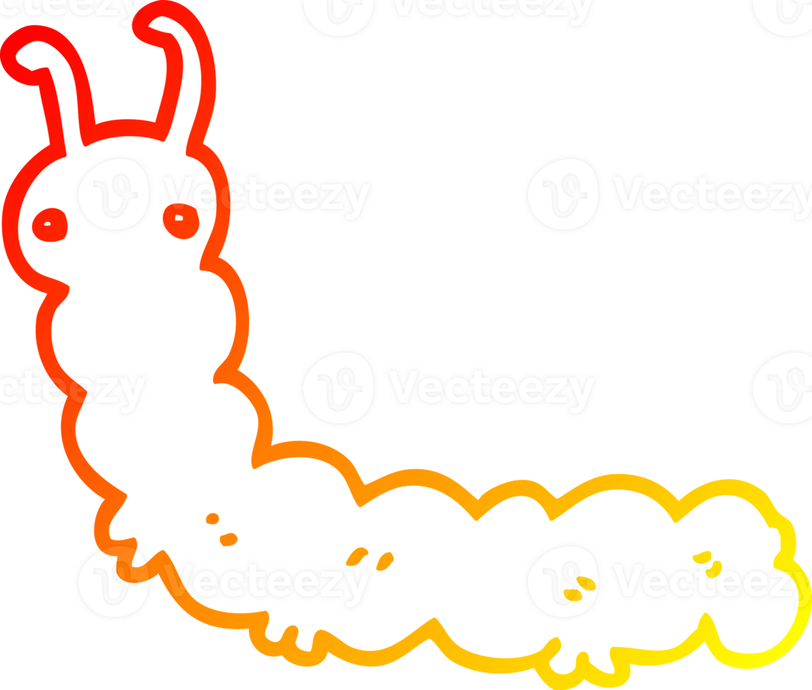 warm gradient line drawing of a cartoon caterpillar png