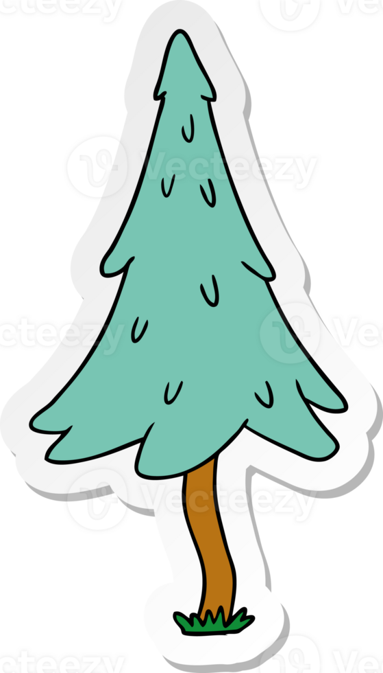 hand drawn sticker cartoon doodle of woodland pine trees png