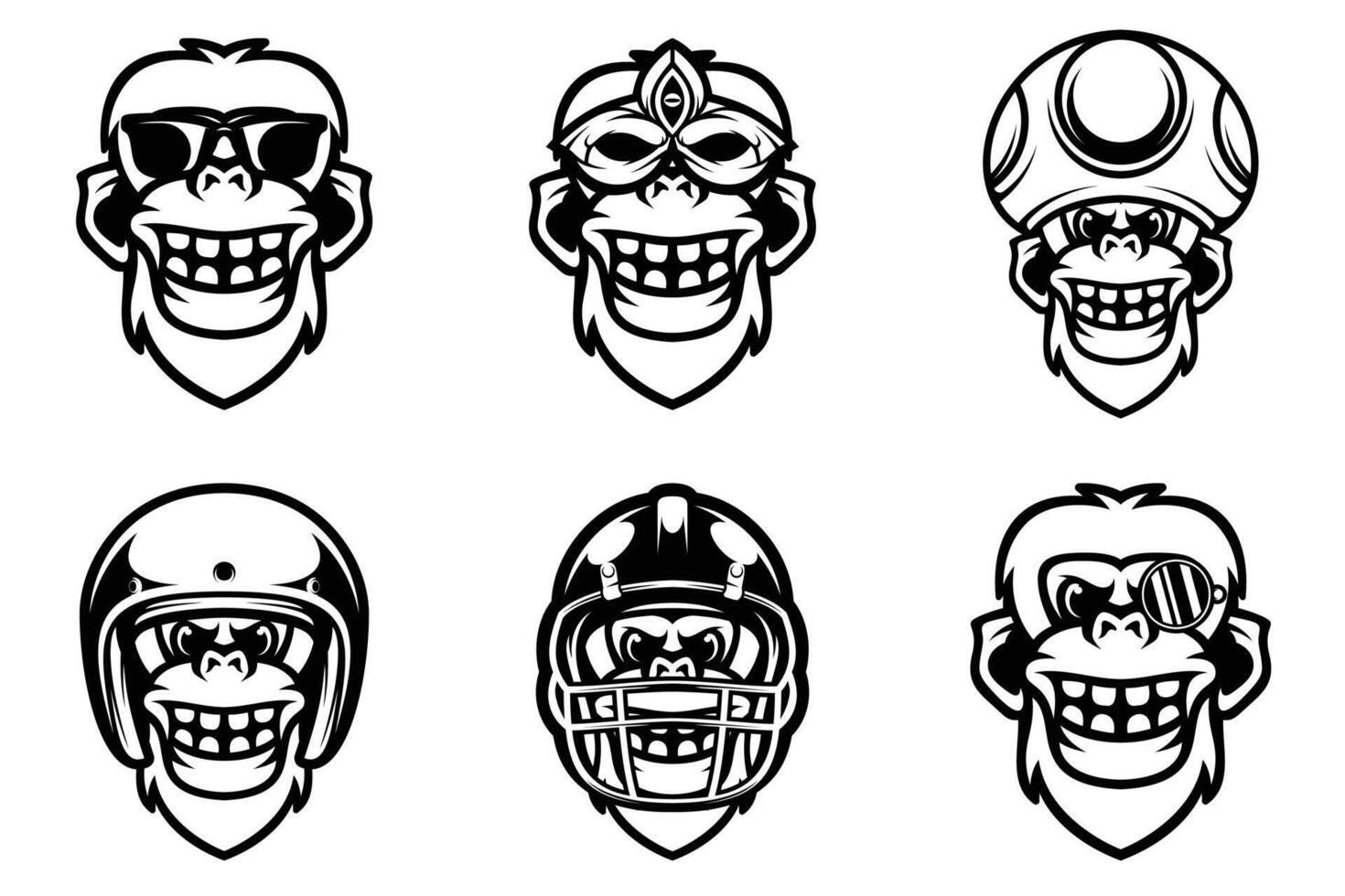 Yeti Mascot Design Bundle Outline Version vector