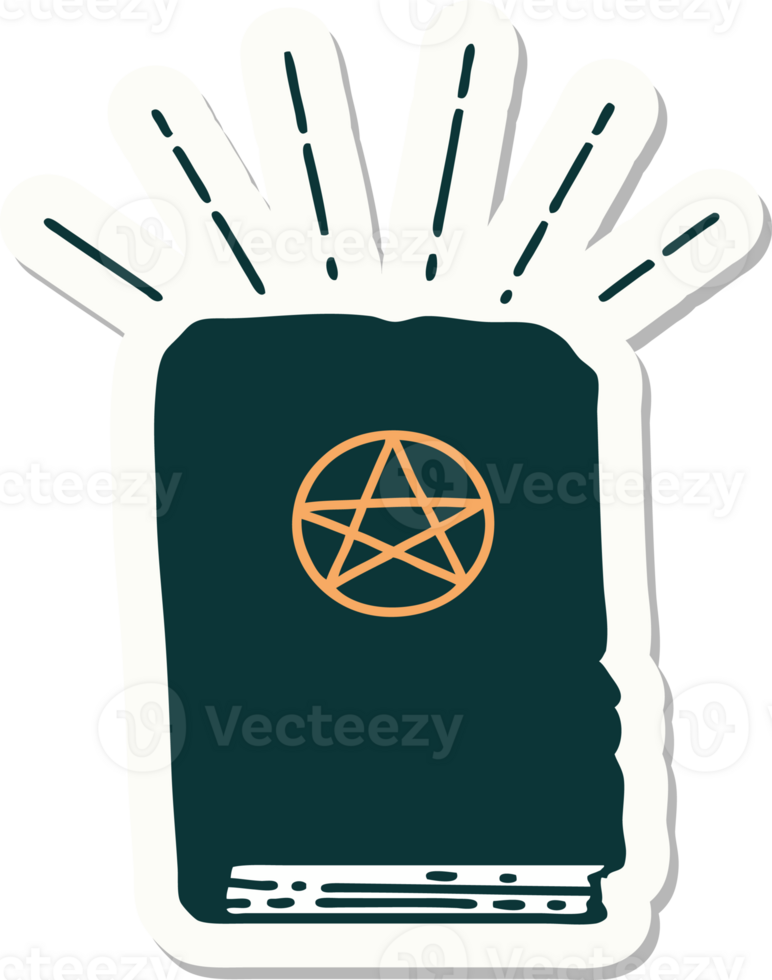 sticker of a tattoo style spellbook png