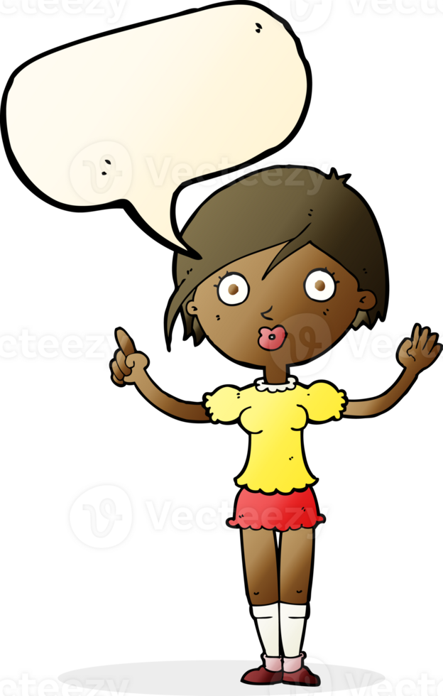 cartoon girl asking question with speech bubble png
