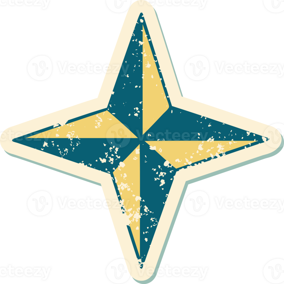 iconic distressed sticker tattoo style image of a star symbol png