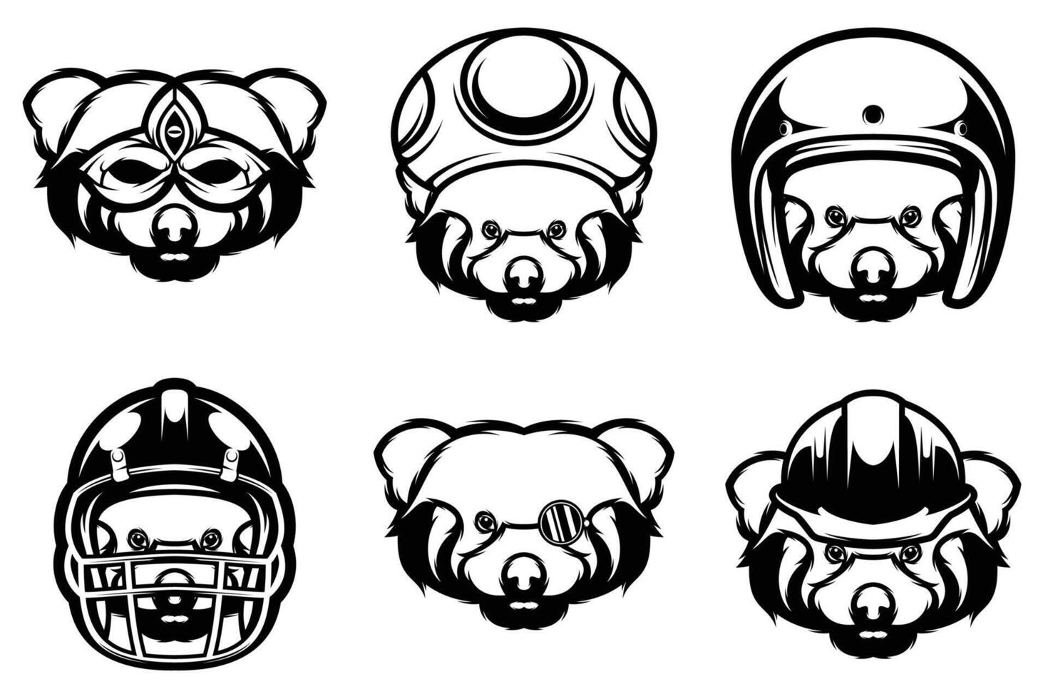 Red Panda Mascot Design Bundle Outline Version vector