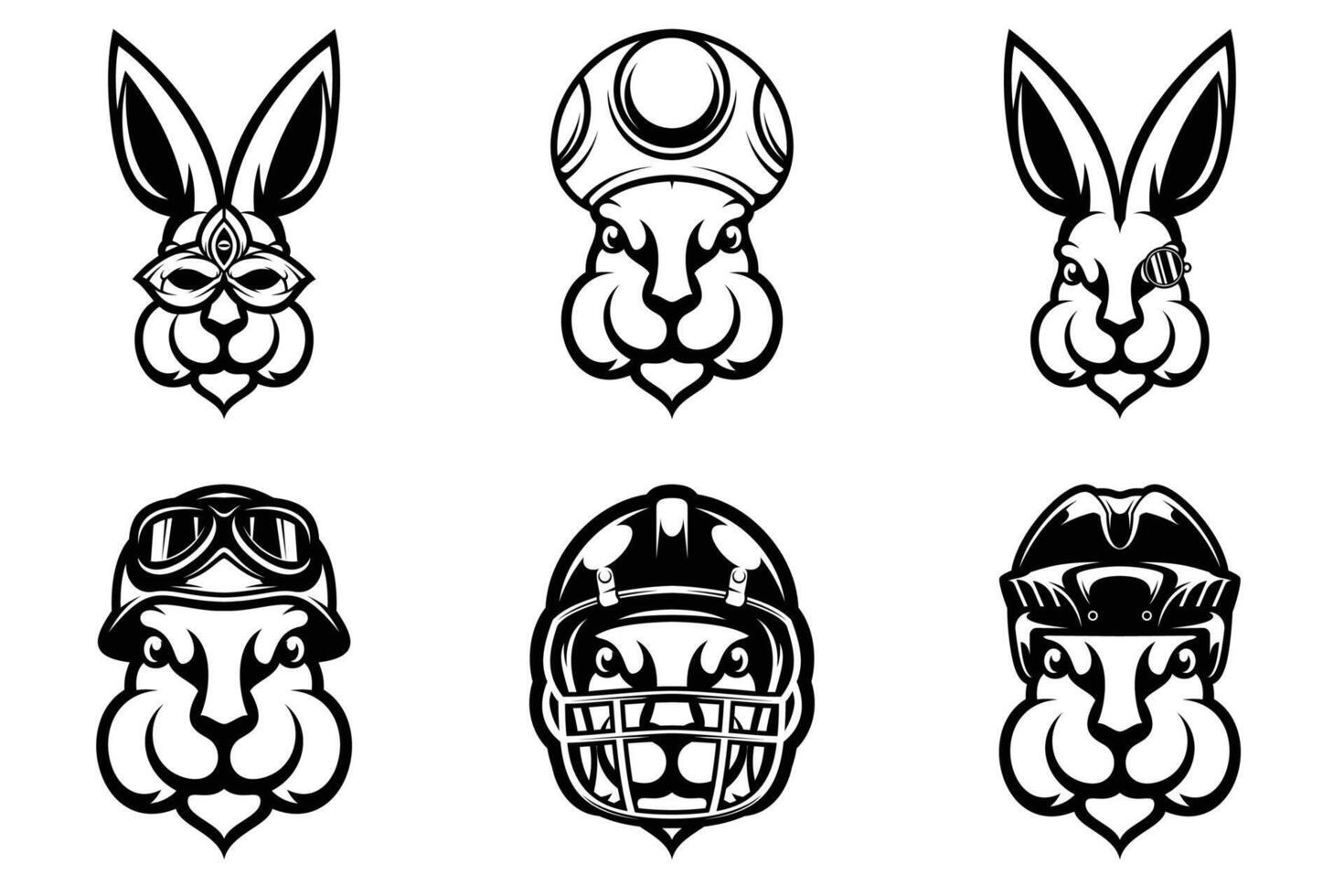 Rabbit Mascot Design Bundle Outline Version vector