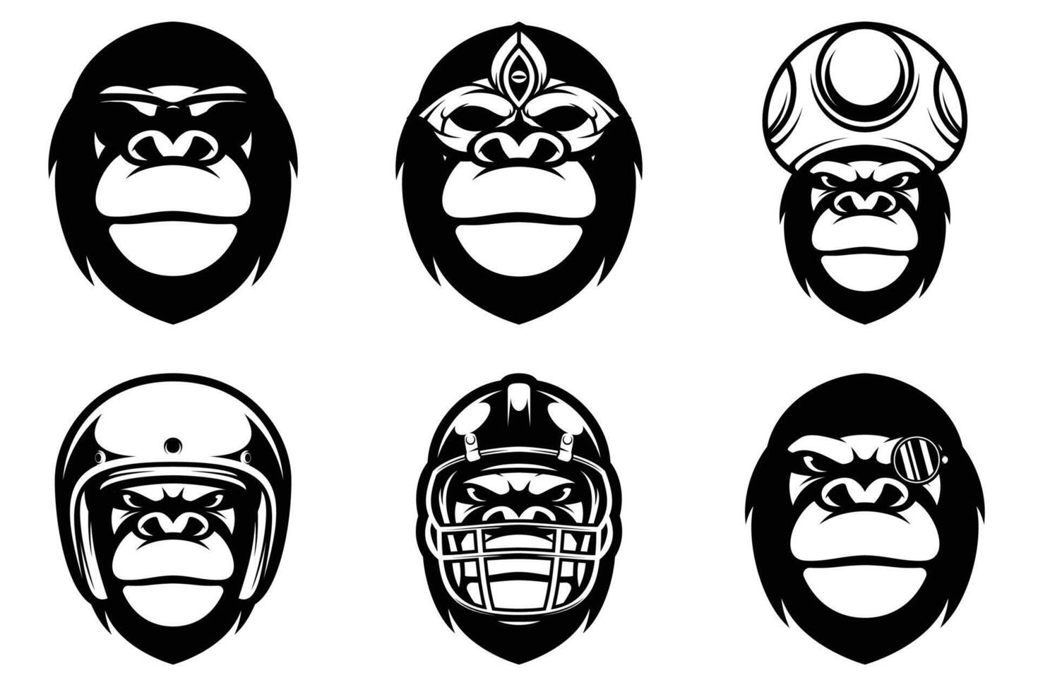 Gorilla Mascot Design Bundle Outline Version vector
