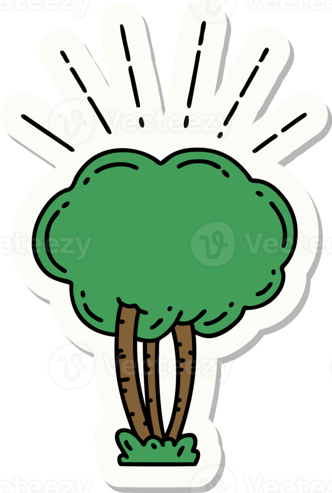 sticker of a tattoo style tree png
