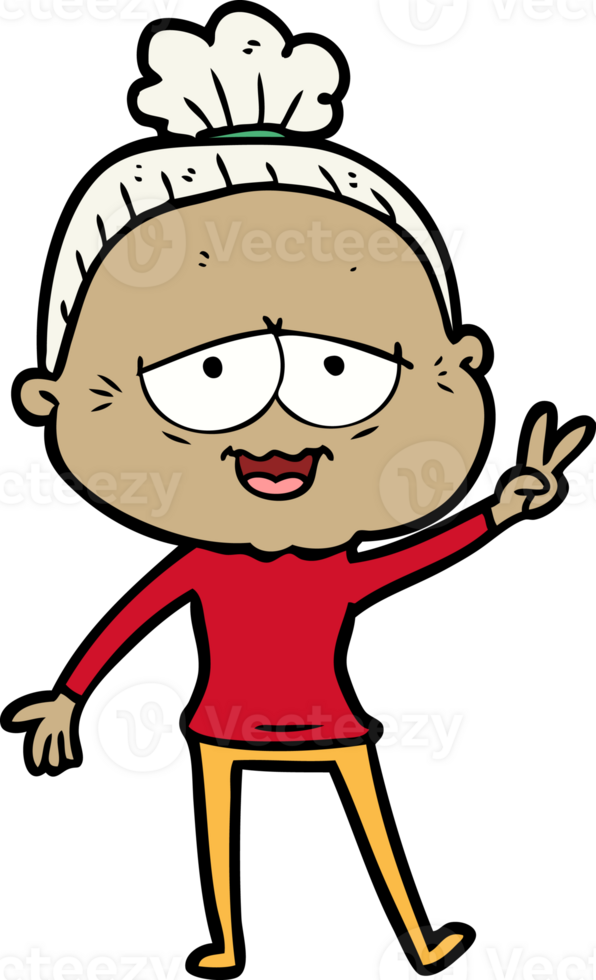 tecknad serie Lycklig gammal lady png