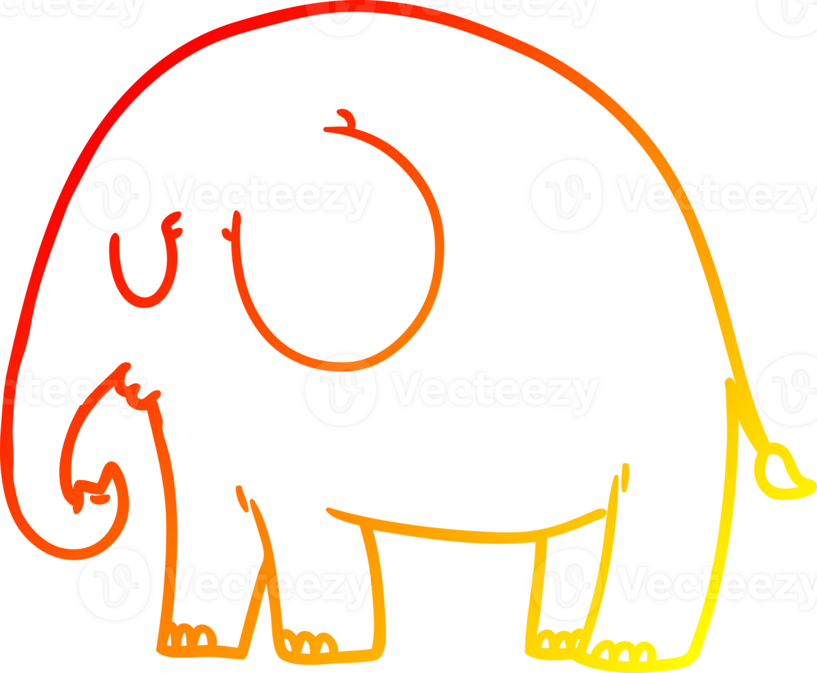 warm gradient line drawing of a cartoon elephant png